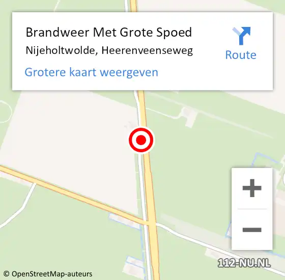 Locatie op kaart van de 112 melding: Brandweer Met Grote Spoed Naar Nijeholtwolde, Heerenveenseweg op 22 mei 2021 13:28