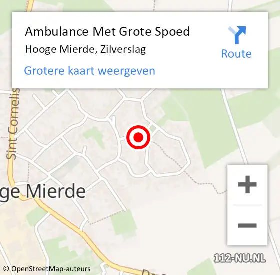 Locatie op kaart van de 112 melding: Ambulance Met Grote Spoed Naar Hooge Mierde, Zilverslag op 11 juni 2014 08:28