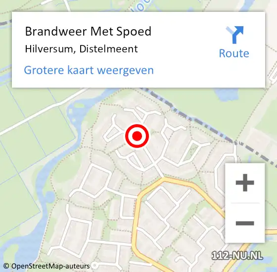 Locatie op kaart van de 112 melding: Brandweer Met Spoed Naar Hilversum, Distelmeent op 23 mei 2021 14:35