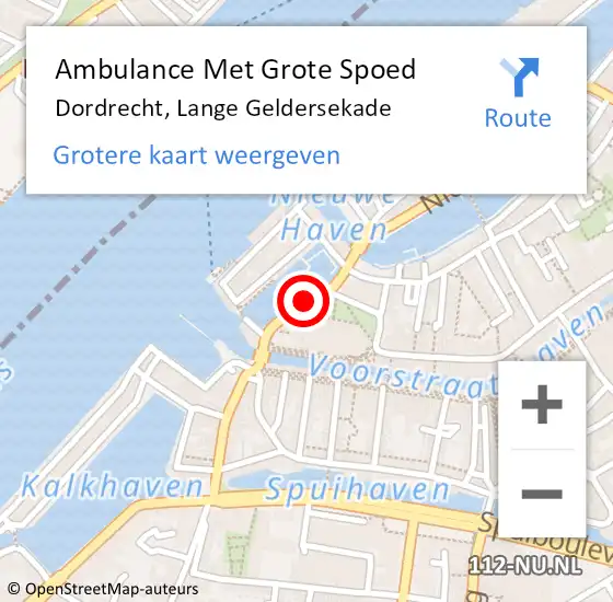 Locatie op kaart van de 112 melding: Ambulance Met Grote Spoed Naar Dordrecht, Lange Geldersekade op 24 mei 2021 02:40