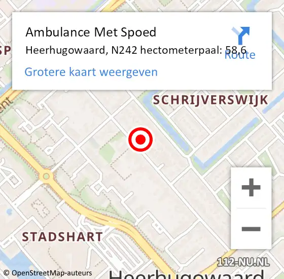 Locatie op kaart van de 112 melding: Ambulance Met Spoed Naar Heerhugowaard, N242 hectometerpaal: 58,6 op 24 mei 2021 10:42