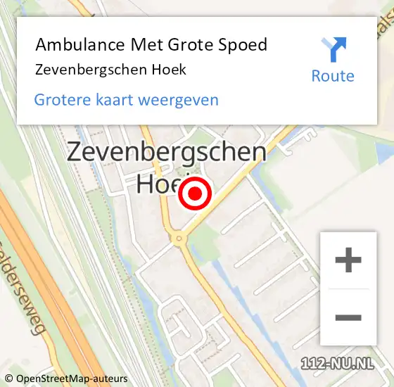 Locatie op kaart van de 112 melding: Ambulance Met Grote Spoed Naar Zevenbergschen Hoek op 24 mei 2021 10:54
