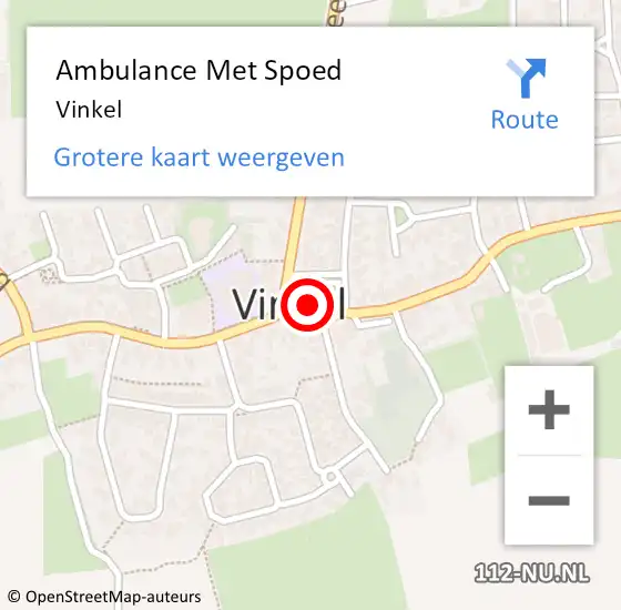 Locatie op kaart van de 112 melding: Ambulance Met Spoed Naar Vinkel op 24 mei 2021 13:26