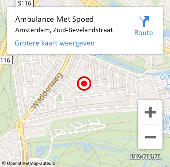 Locatie op kaart van de 112 melding: Ambulance Met Spoed Naar Amsterdam, Zuid-Bevelandstraat op 25 mei 2021 09:43