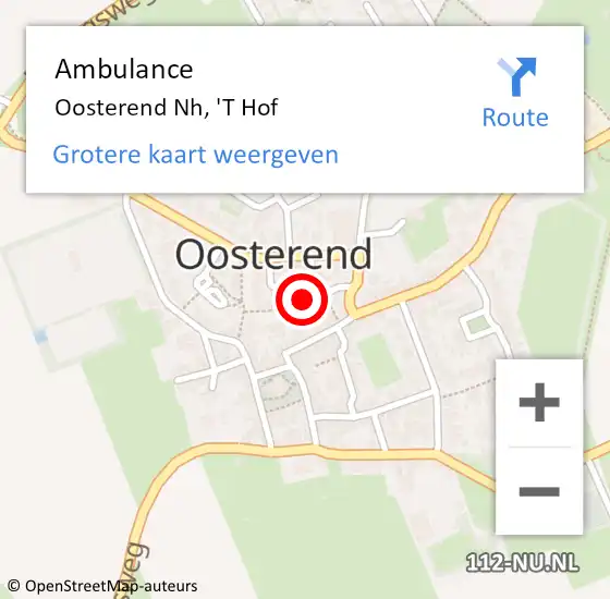 Locatie op kaart van de 112 melding: Ambulance Oosterend Nh, 'T Hof op 25 mei 2021 10:56