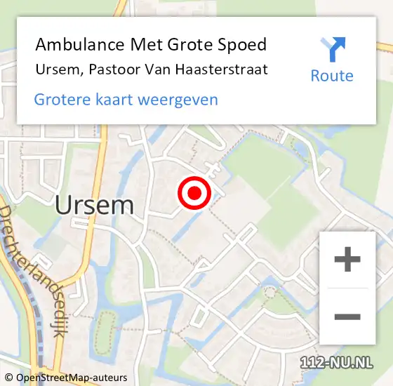 Locatie op kaart van de 112 melding: Ambulance Met Grote Spoed Naar Ursem, Pastoor Van Haasterstraat op 25 mei 2021 15:29