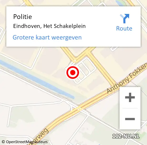 Locatie op kaart van de 112 melding: Politie Eindhoven, Het Schakelplein op 25 mei 2021 16:00
