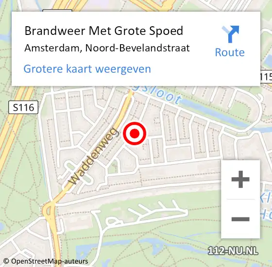 Locatie op kaart van de 112 melding: Brandweer Met Grote Spoed Naar Amsterdam, Noord-Bevelandstraat op 25 mei 2021 16:43