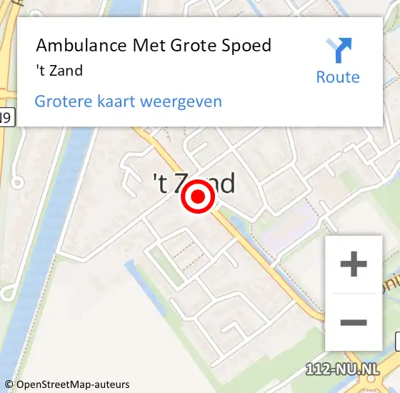 Locatie op kaart van de 112 melding: Ambulance Met Grote Spoed Naar 't Zand op 26 mei 2021 13:50