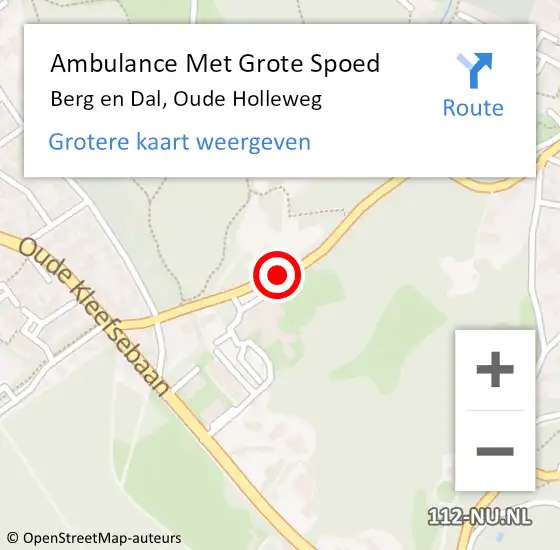Locatie op kaart van de 112 melding: Ambulance Met Grote Spoed Naar Berg en Dal, Oude Holleweg op 26 mei 2021 14:03