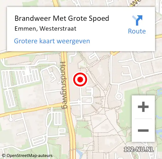 Locatie op kaart van de 112 melding: Brandweer Met Grote Spoed Naar Emmen, Westerstraat op 26 mei 2021 15:38