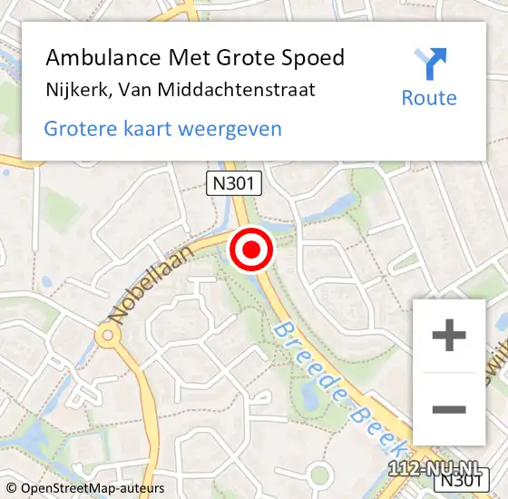 Locatie op kaart van de 112 melding: Ambulance Met Grote Spoed Naar Nijkerk, Van Middachtenstraat op 26 mei 2021 16:11