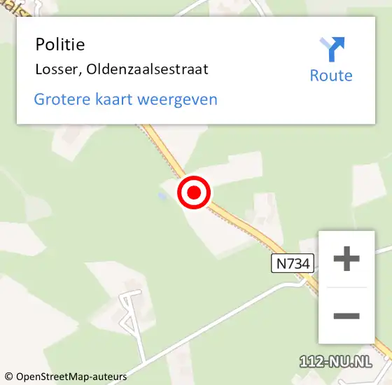 Locatie op kaart van de 112 melding: Politie Losser, Oldenzaalsestraat op 26 mei 2021 20:39