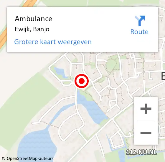 Locatie op kaart van de 112 melding: Ambulance Ewijk, Banjo op 26 mei 2021 23:11