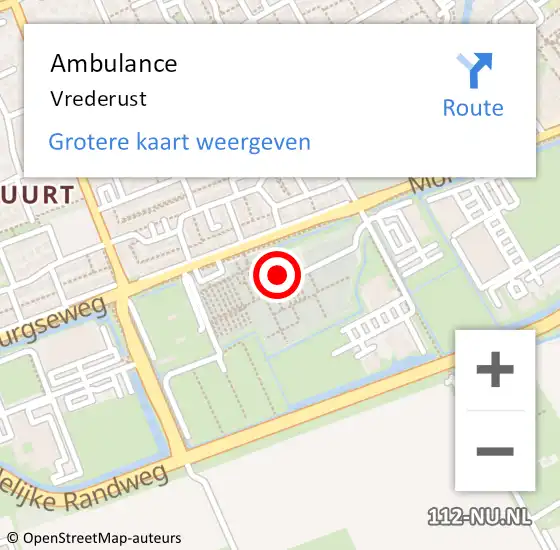 Locatie op kaart van de 112 melding: Ambulance Vrederust op 27 mei 2021 07:38
