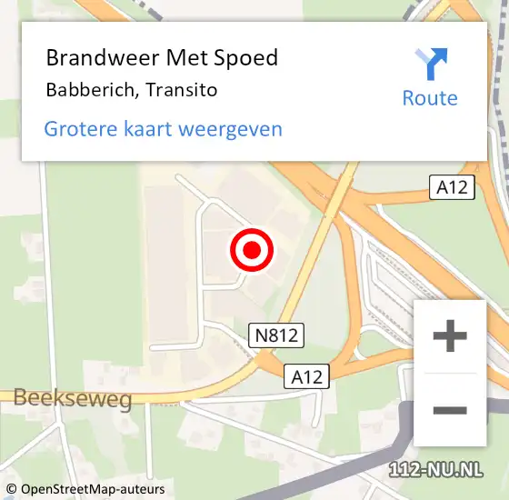 Locatie op kaart van de 112 melding: Brandweer Met Spoed Naar Babberich, Transito op 27 mei 2021 08:28