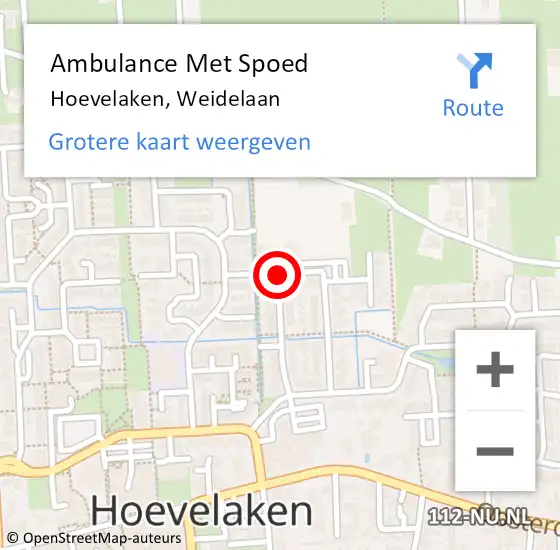 Locatie op kaart van de 112 melding: Ambulance Met Spoed Naar Hoevelaken, Weidelaan op 27 mei 2021 14:06
