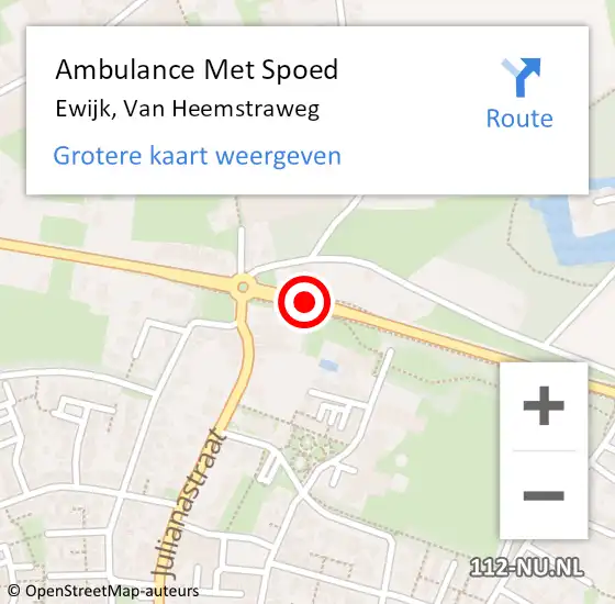 Locatie op kaart van de 112 melding: Ambulance Met Spoed Naar Ewijk, Van Heemstraweg op 27 mei 2021 19:20