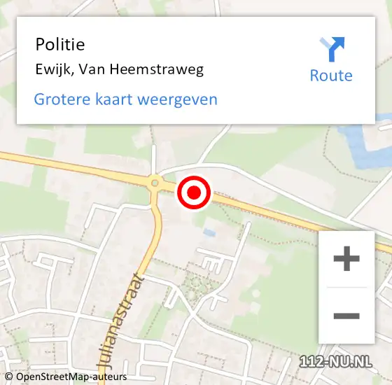 Locatie op kaart van de 112 melding: Politie Ewijk, Van Heemstraweg op 27 mei 2021 19:23