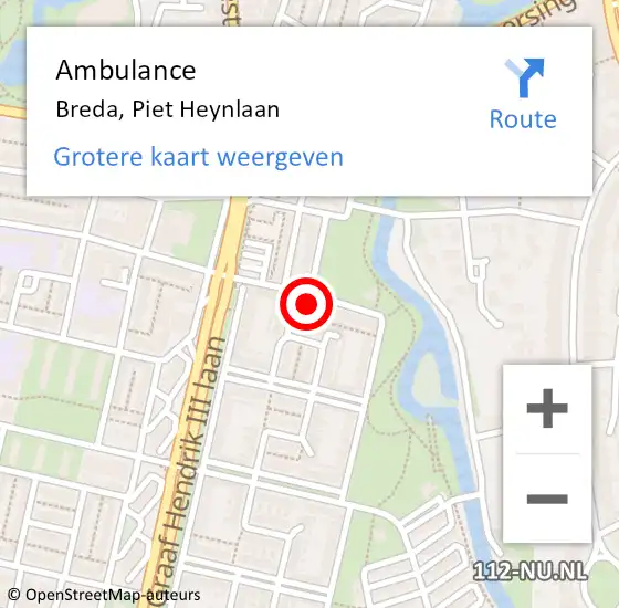 Locatie op kaart van de 112 melding: Ambulance Breda, Piet Heynlaan op 4 oktober 2013 18:12