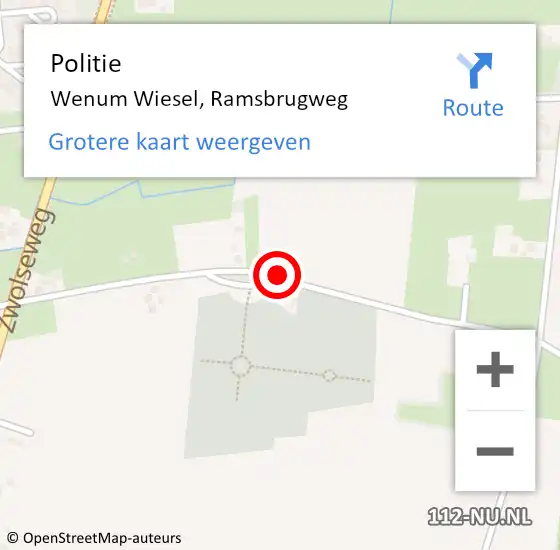 Locatie op kaart van de 112 melding: Politie Wenum Wiesel, Ramsbrugweg op 28 mei 2021 12:20