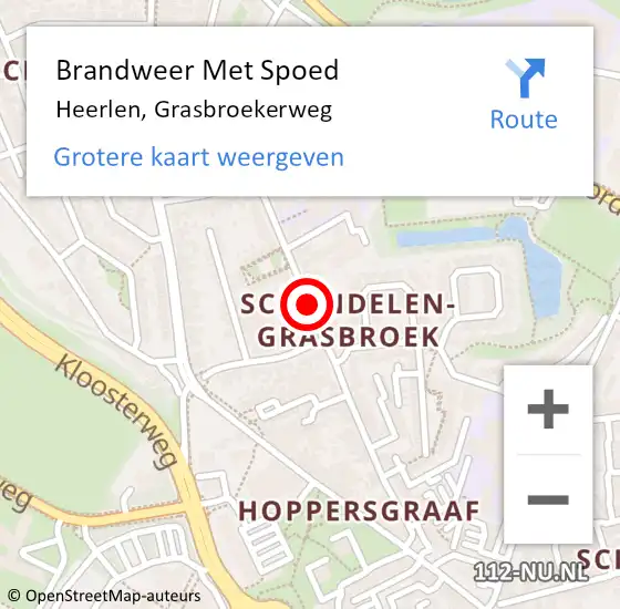 Locatie op kaart van de 112 melding: Brandweer Met Spoed Naar Heerlen, Grasbroekerweg op 28 mei 2021 15:22