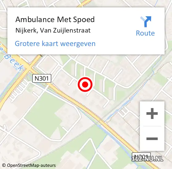 Locatie op kaart van de 112 melding: Ambulance Met Spoed Naar Nijkerk, Van Zuijlenstraat op 28 mei 2021 20:32