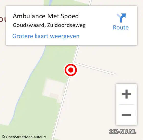 Locatie op kaart van de 112 melding: Ambulance Met Spoed Naar Goudswaard, Zuidoordseweg op 28 mei 2021 21:40