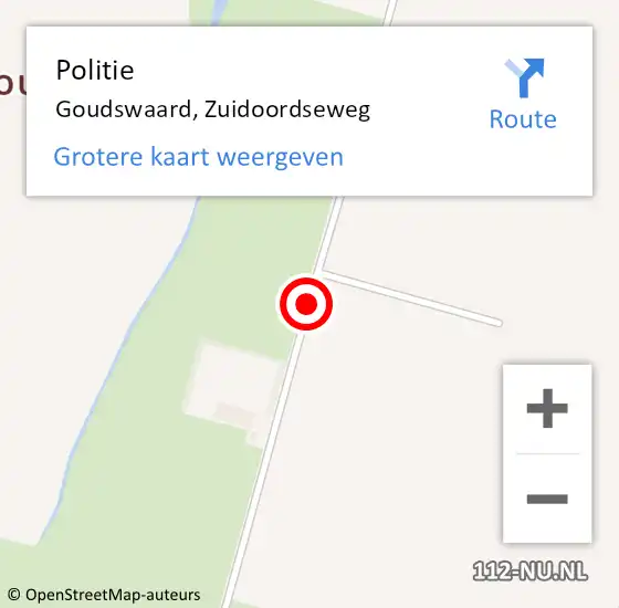Locatie op kaart van de 112 melding: Politie Goudswaard, Zuidoordseweg op 28 mei 2021 21:41