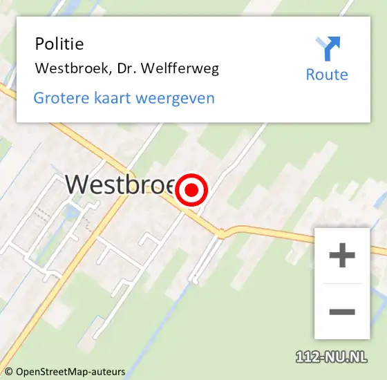 Locatie op kaart van de 112 melding: Politie Westbroek, Dr. Welfferweg op 29 mei 2021 12:12