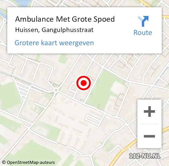 Locatie op kaart van de 112 melding: Ambulance Met Grote Spoed Naar Huissen, Gangulphusstraat op 29 mei 2021 12:21