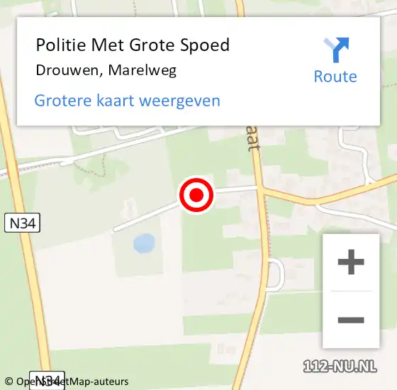 Locatie op kaart van de 112 melding: Politie Met Grote Spoed Naar Drouwen, Marelweg op 29 mei 2021 13:09