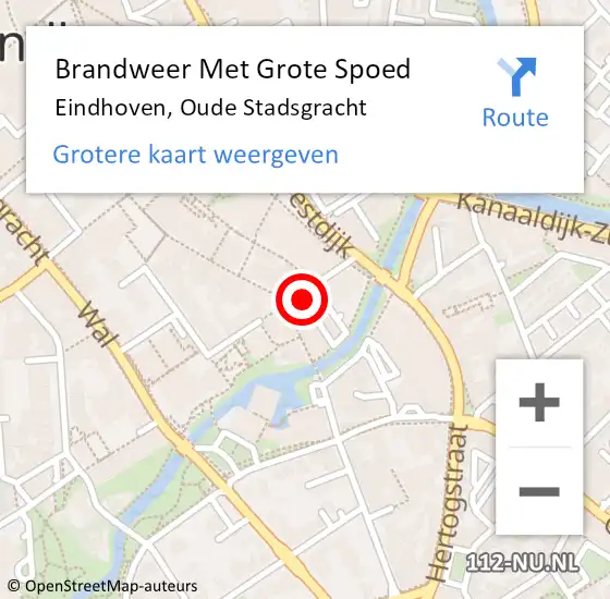 Locatie op kaart van de 112 melding: Brandweer Met Grote Spoed Naar Eindhoven, Oude Stadsgracht op 29 mei 2021 14:18