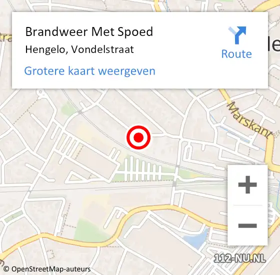 Locatie op kaart van de 112 melding: Brandweer Met Spoed Naar Hengelo, Vondelstraat op 29 mei 2021 16:53