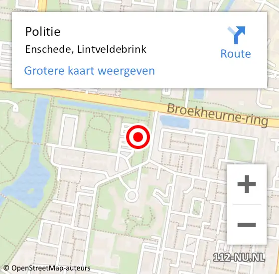 Locatie op kaart van de 112 melding: Politie Enschede, Lintveldebrink op 29 mei 2021 17:29