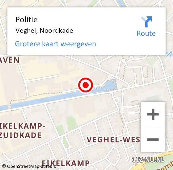Locatie op kaart van de 112 melding: Politie Veghel, Noordkade op 29 mei 2021 20:06
