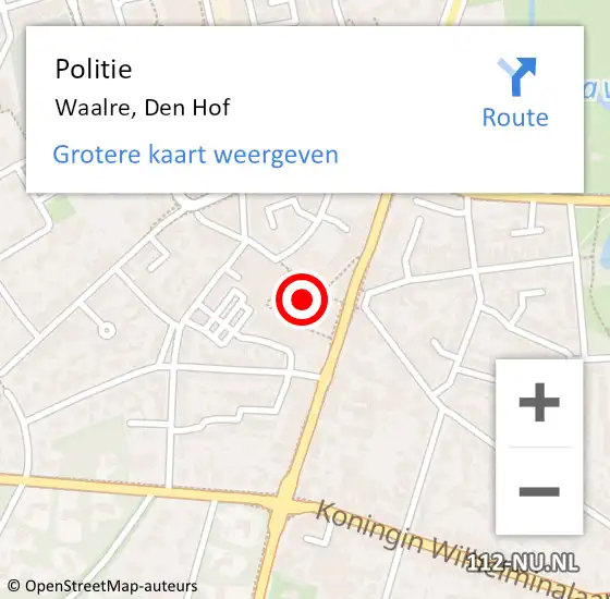 Locatie op kaart van de 112 melding: Politie Waalre, Den Hof op 30 mei 2021 00:19