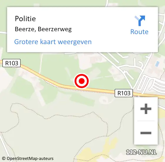 Locatie op kaart van de 112 melding: Politie Beerze, Beerzerweg op 30 mei 2021 10:32