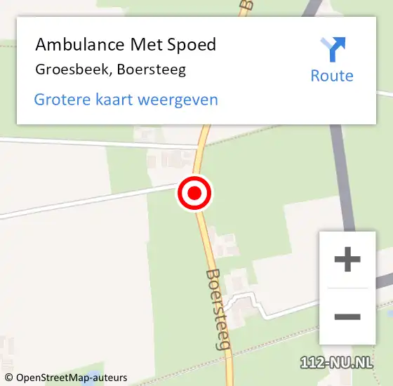 Locatie op kaart van de 112 melding: Ambulance Met Spoed Naar Groesbeek, Boersteeg op 30 mei 2021 12:58