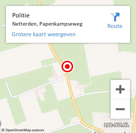 Locatie op kaart van de 112 melding: Politie Netterden, Papenkampseweg op 30 mei 2021 13:02