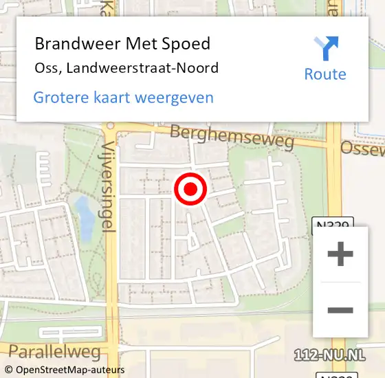 Locatie op kaart van de 112 melding: Brandweer Met Spoed Naar Oss, Landweerstraat-Noord op 30 mei 2021 13:44