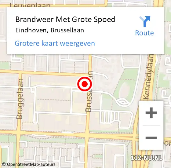 Locatie op kaart van de 112 melding: Brandweer Met Grote Spoed Naar Eindhoven, Brussellaan op 30 mei 2021 19:25