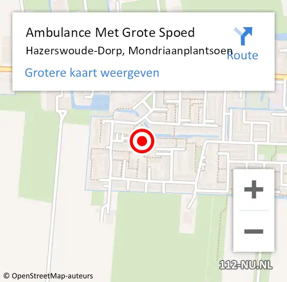 Locatie op kaart van de 112 melding: Ambulance Met Grote Spoed Naar Hazerswoude-Dorp, Mondriaanplantsoen op 31 mei 2021 02:39