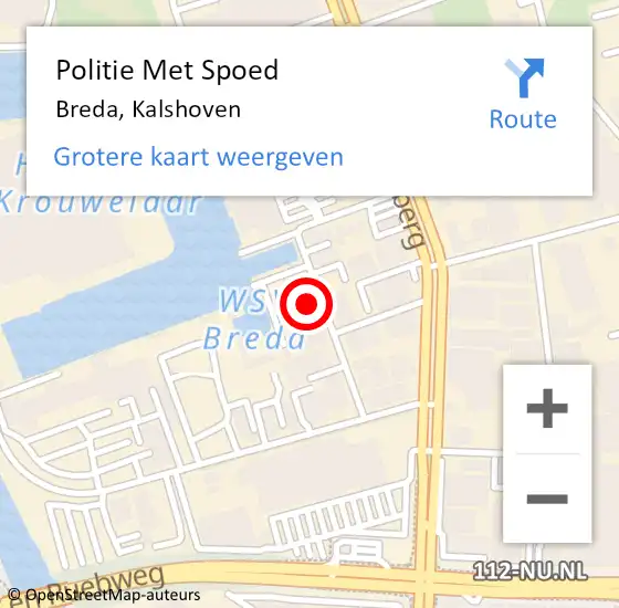 Locatie op kaart van de 112 melding: Politie Met Spoed Naar Breda, Kalshoven op 31 mei 2021 03:31
