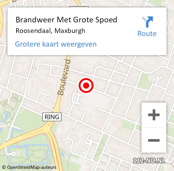 Locatie op kaart van de 112 melding: Brandweer Met Grote Spoed Naar Roosendaal, Maxburgh op 31 mei 2021 03:44