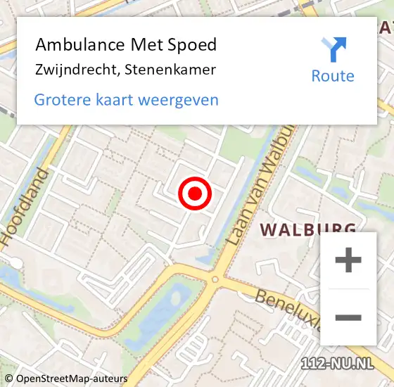 Locatie op kaart van de 112 melding: Ambulance Met Spoed Naar Zwijndrecht, Stenenkamer op 31 mei 2021 09:01