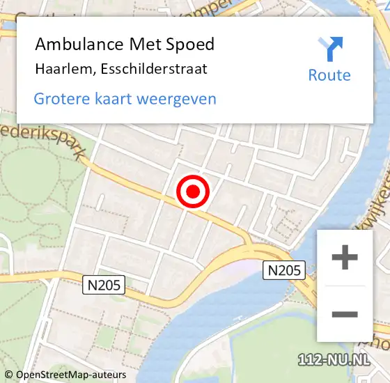 Locatie op kaart van de 112 melding: Ambulance Met Spoed Naar Haarlem, Esschilderstraat op 31 mei 2021 10:36