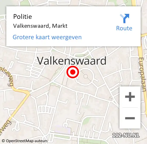 Locatie op kaart van de 112 melding: Politie Valkenswaard, Markt op 31 mei 2021 12:46