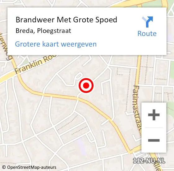 Locatie op kaart van de 112 melding: Brandweer Met Grote Spoed Naar Breda, Ploegstraat op 31 mei 2021 16:06