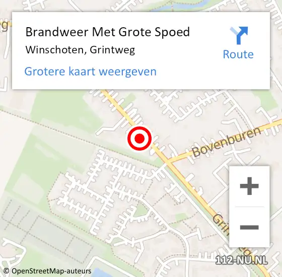 Locatie op kaart van de 112 melding: Brandweer Met Grote Spoed Naar Winschoten, Grintweg op 31 mei 2021 21:28